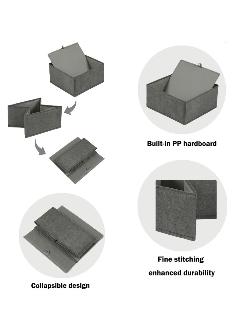 PureScape - Cloth Storage Box, Foldable Drawer Organizer with a Baseboard for Enhanced Stability and Dimensionality, Ideal for Socks, Bras, Towels, Ties, Shirts,Gray (Set of 6) - Image 1