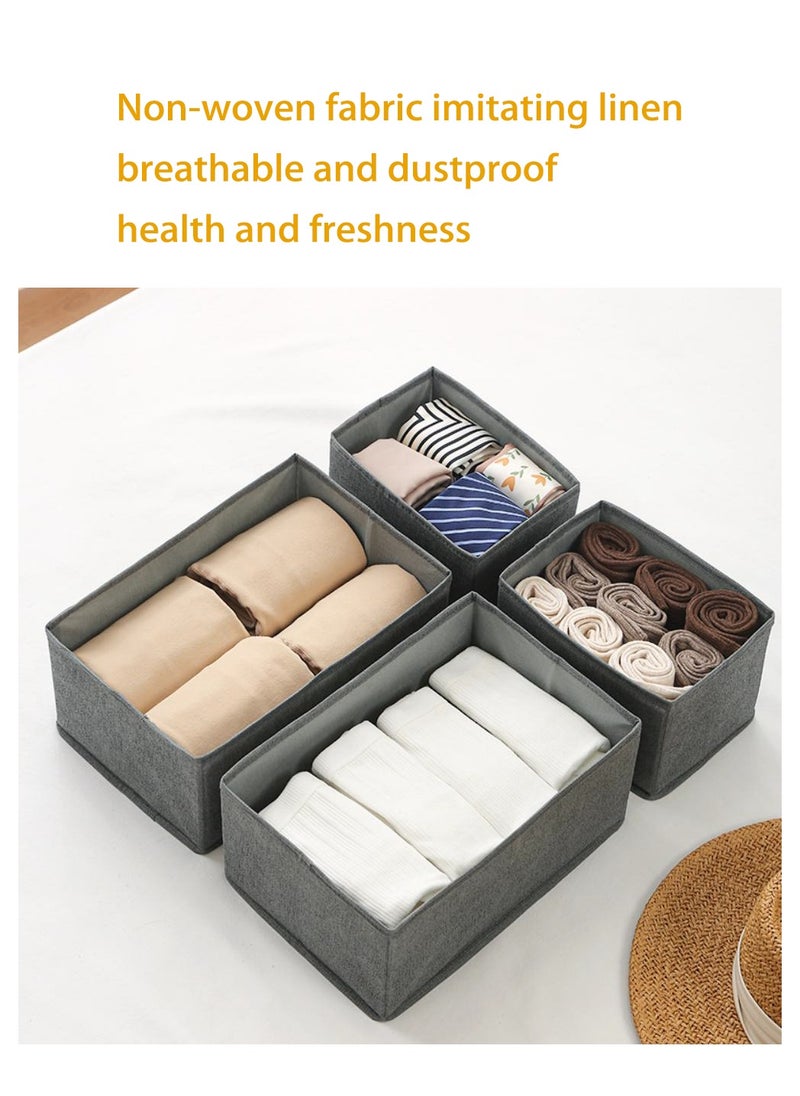 PureScape - Cloth Storage Box, Foldable Drawer Organizer with a Baseboard for Enhanced Stability and Dimensionality, Ideal for Socks, Bras, Towels, Ties, Shirts,Gray (Set of 6) - Image 1
