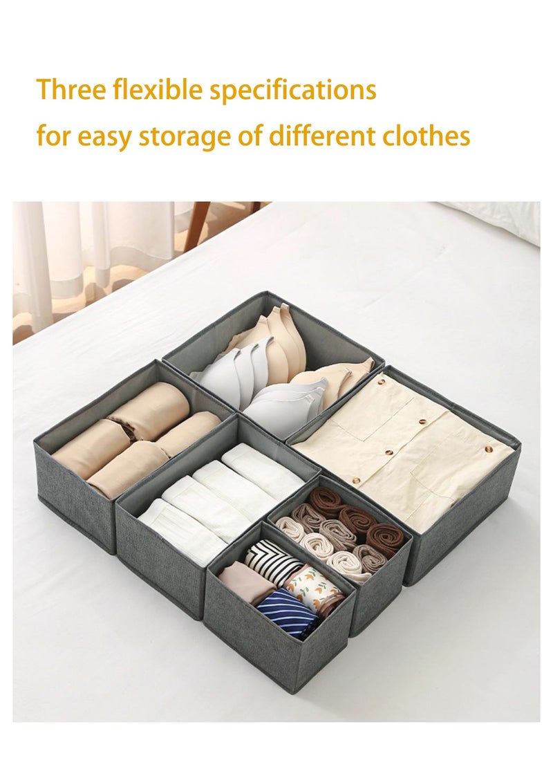 PureScape - Cloth Storage Box, Foldable Drawer Organizer with a Baseboard for Enhanced Stability and Dimensionality, Ideal for Socks, Bras, Towels, Ties, Shirts,Gray (Set of 6) - Image 1