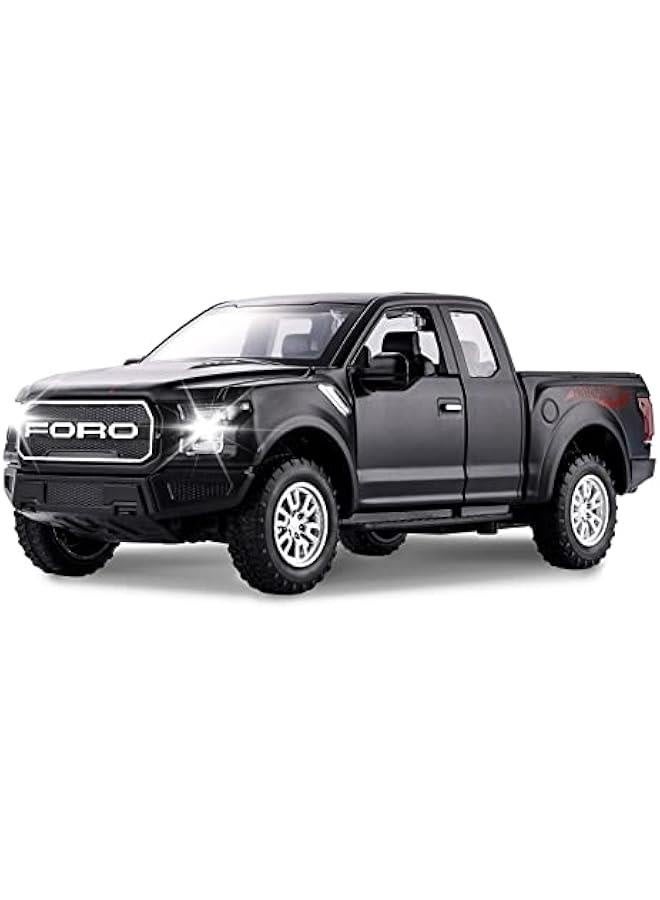 F150 Pickup Truck Toys for Boys Age 3-8 Raptor Toy Trucks for Boy Ages 4-7 Diecast Metal Model Truck with Light and Sound Pull Back Toy Cars Gifts for 3+ Year Old Kids (Black) - Image 1