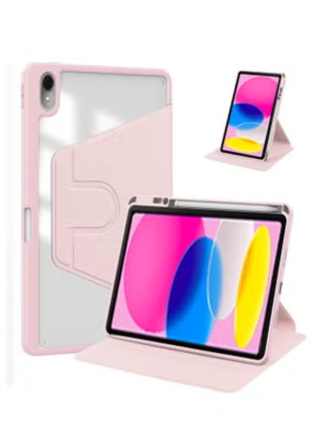 Case for iPad 10th Generation 10.9 2022 / iPad 11th Generation (A16) 10.9 Inch 2025 Built-in Pencil Holder 360 Degree Rotation Protective Stand Cover Clear Back, (Auto Wake / Sleep ) Clear / Pink - Image 1