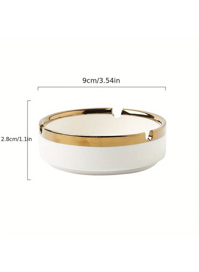 Black Ceramic Ashtray With Gold Rim Odorless Portable Smoke Tray For Home Office - Image 3