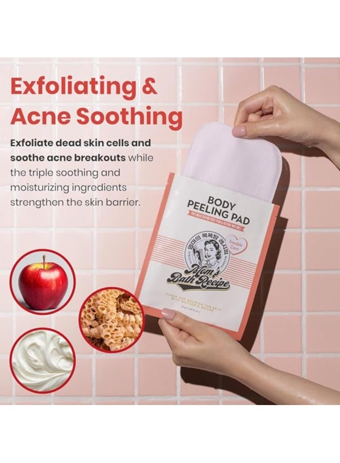 Moms Bath Recipe Mom's Bath Recipe Body Peeling Pad Trouble Care, Acne Remover All in One Bubble Body Wash & Scrub Gloves with BHA & Cica, Exfoliating Washcloth for Dead Skin Cells, Body Acne Breakouts, 8 Sheets - Image 3