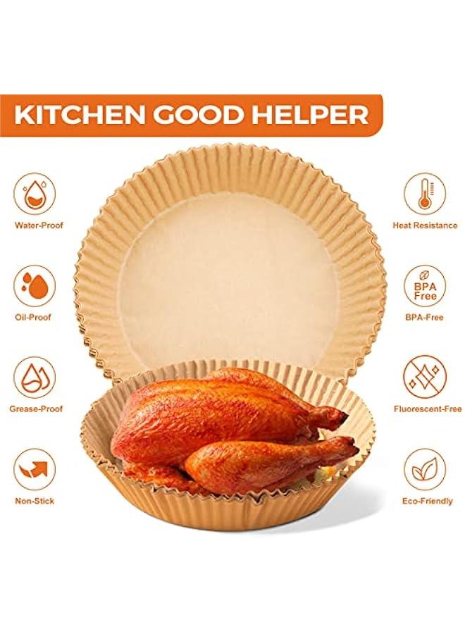 Air Fryer Paper Liners Disposable: 125PCS Non-Stick Air Fryer Parchment Paper, Food Grade Baking Liner for Baking Roasting Microwave (8IN-Round) - Image 2