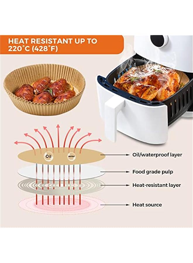 Air Fryer Paper Liners Disposable: 125PCS Non-Stick Air Fryer Parchment Paper, Food Grade Baking Liner for Baking Roasting Microwave (8IN-Round) - Image 3