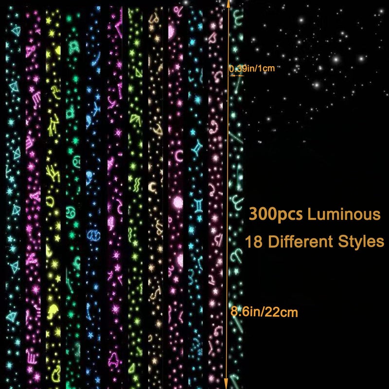 CKNCY 300 Sheets Luminous Origami Star Paper Strips 18 Different Styles Glow in the Dark Lucky Paper Stars Strips for DIY Handmade Crafts - Image 2