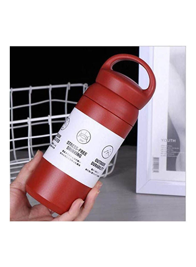 NIBEMINENT Double Wall Vacuum Stainless Steel Thermal Travel Tumbler, Coffee Mug, Water Bottle With Handle Red 350ml