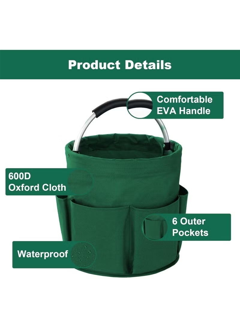 Cleaning Caddy with Handle, Cleaning Products Organiser, 17L Foldable Storage Basket, Cleaning Caddy Organiser, Portable Multi Cleaning Bucket Bag for Home, Garden (green) - Image 2