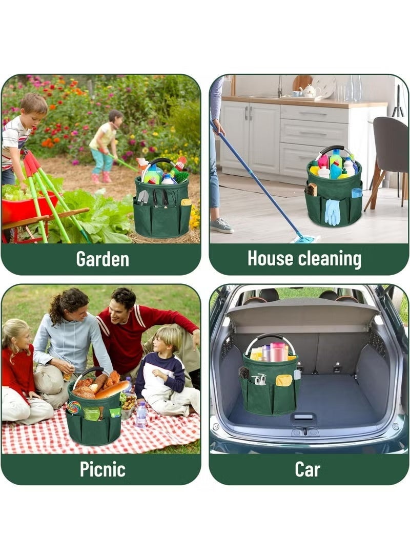Cleaning Caddy with Handle, Cleaning Products Organiser, 17L Foldable Storage Basket, Cleaning Caddy Organiser, Portable Multi Cleaning Bucket Bag for Home, Garden (green) - Image 3