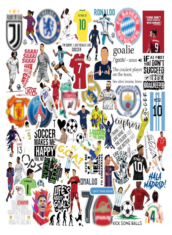 CodersParadise مجموعة ملصقات كرة القدم من CodersParadise، 65 ملصقًا، مناسبة لأجهزة الكمبيوتر المحمول، والمخططات، والمذكرات، مقاومة للماء ولا تترك أي بقايا، ذاتية اللصق - Image 1