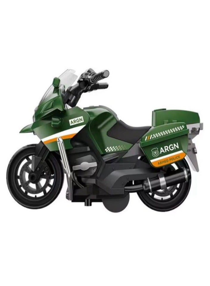 دراجة نارية للشرطة، لعبة دراجة نارية قابلة للسحب، نموذج دراجة نارية بمقياس 1:12 للأطفال، دراجة نارية قابلة للسحب - ألعاب تصميم مركبات الطوارئ (أخضر وأسود) - Image 2