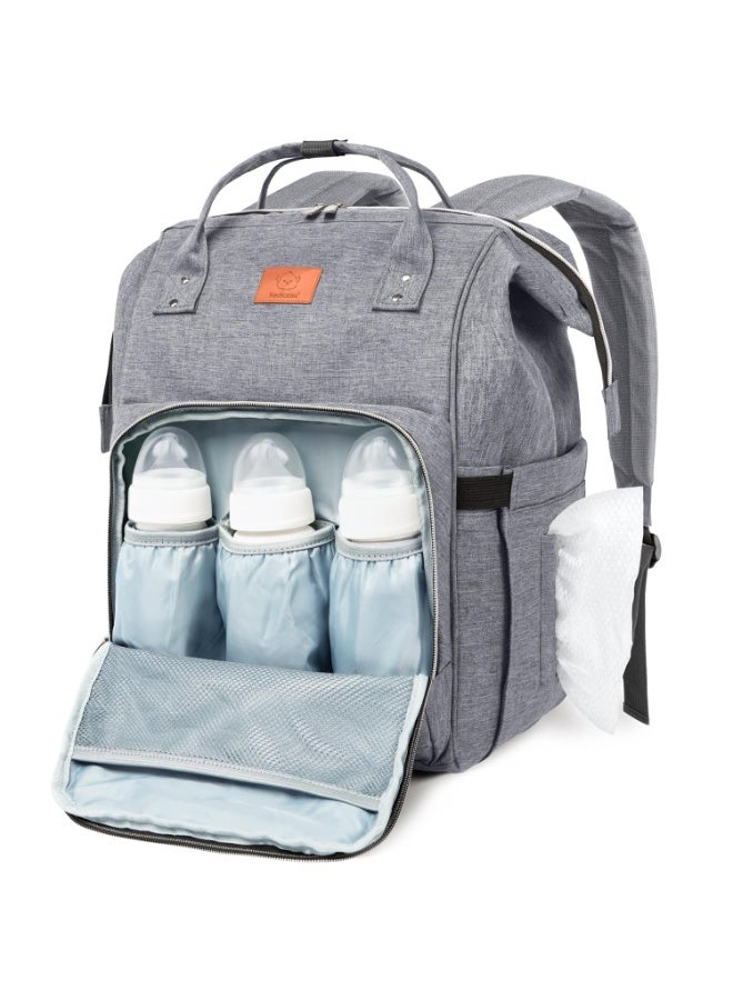 KeaBabies Baby Diaper Bag Backpack - Large Baby Bag for Boys, Girls, Waterproof Multi Function Travel Diaper Backpack with Changing Pad, Durable Travel Essentials for Moms and Dads (Classic Gray) - Image 1