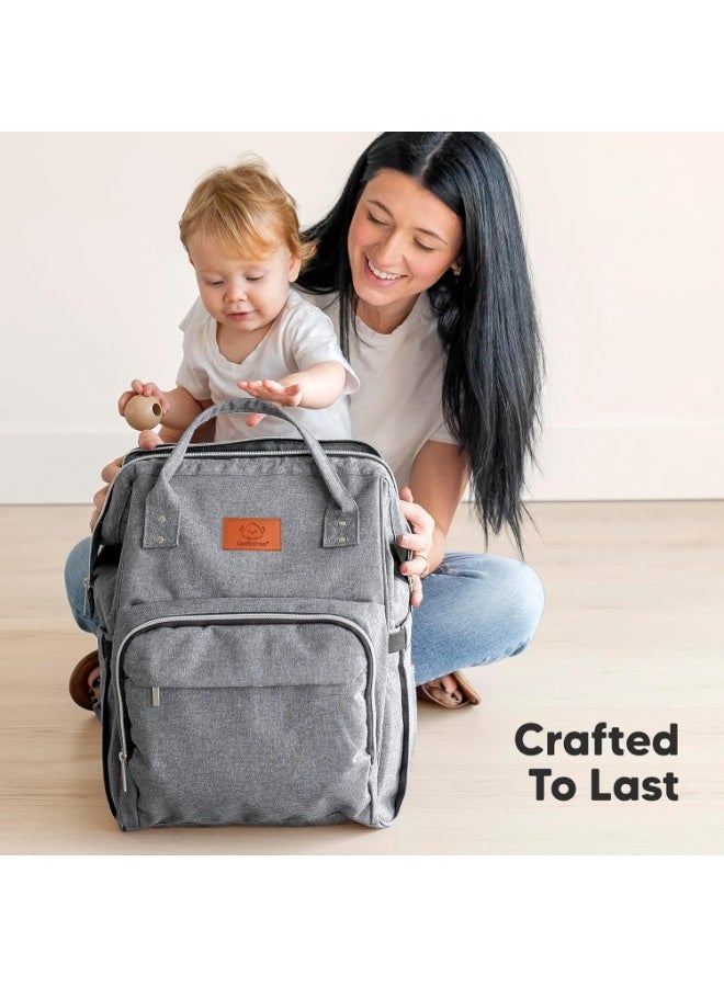 KeaBabies Baby Diaper Bag Backpack - Large Baby Bag for Boys, Girls, Waterproof Multi Function Travel Diaper Backpack with Changing Pad, Durable Travel Essentials for Moms and Dads (Classic Gray) - Image 2