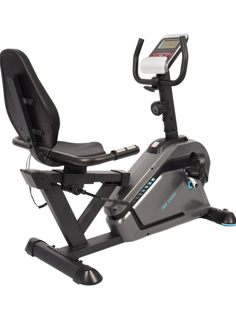 Sky Land New Design Fitness Exercise Bike With Wheels For Easy Transport |Magnetic Recumbent Bike With Backrest Seat For Semi-lying Cycling, Fit Show App, 2-Way Flywheel,8-Level Resistance & Tablet Rack - Image 1