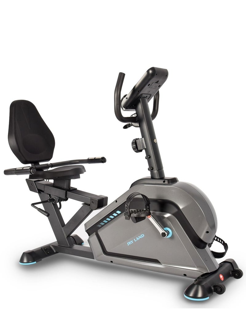 Sky Land New Design Fitness Exercise Bike With Wheels For Easy Transport |Magnetic Recumbent Bike With Backrest Seat For Semi-lying Cycling, Fit Show App, 2-Way Flywheel,8-Level Resistance & Tablet Rack - Image 2