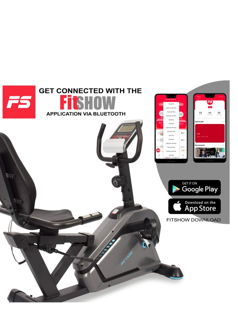 Sky Land New Design Fitness Exercise Bike With Wheels For Easy Transport |Magnetic Recumbent Bike With Backrest Seat For Semi-lying Cycling, Fit Show App, 2-Way Flywheel,8-Level Resistance & Tablet Rack - Image 3