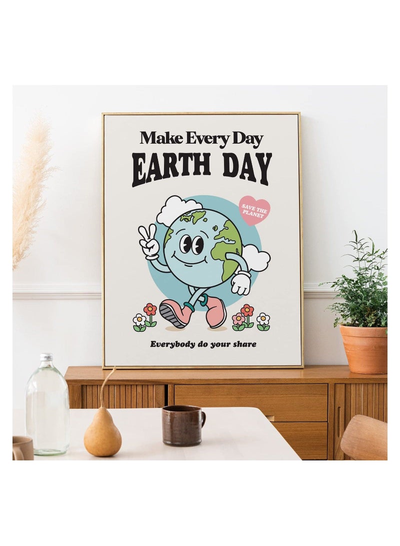 Captaintech Retro Poster Wall Art Print, Make Everyday Earth Day Retro Poster, Positive Quote Wall Art, 60s 70s Aesthetic Colorful Wall Decor, Room Decor, Retro Aesthetic Decor - Image 3