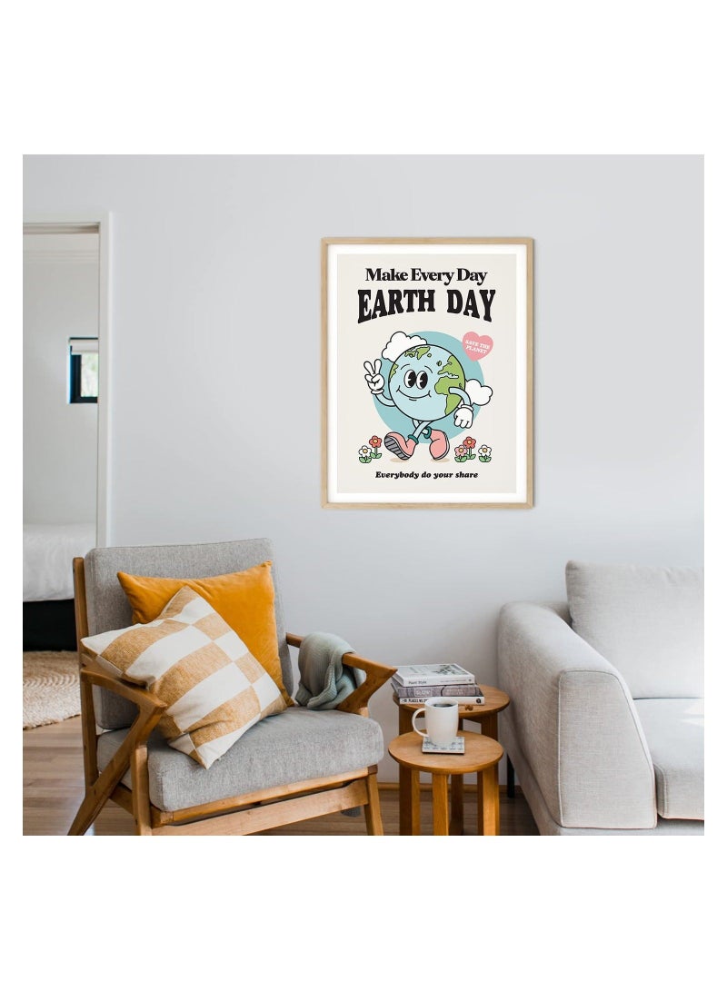 Captaintech Retro Poster Wall Art Print, Make Everyday Earth Day Retro Poster, Positive Quote Wall Art, 60s 70s Aesthetic Colorful Wall Decor, Room Decor, Retro Aesthetic Decor - Image 4