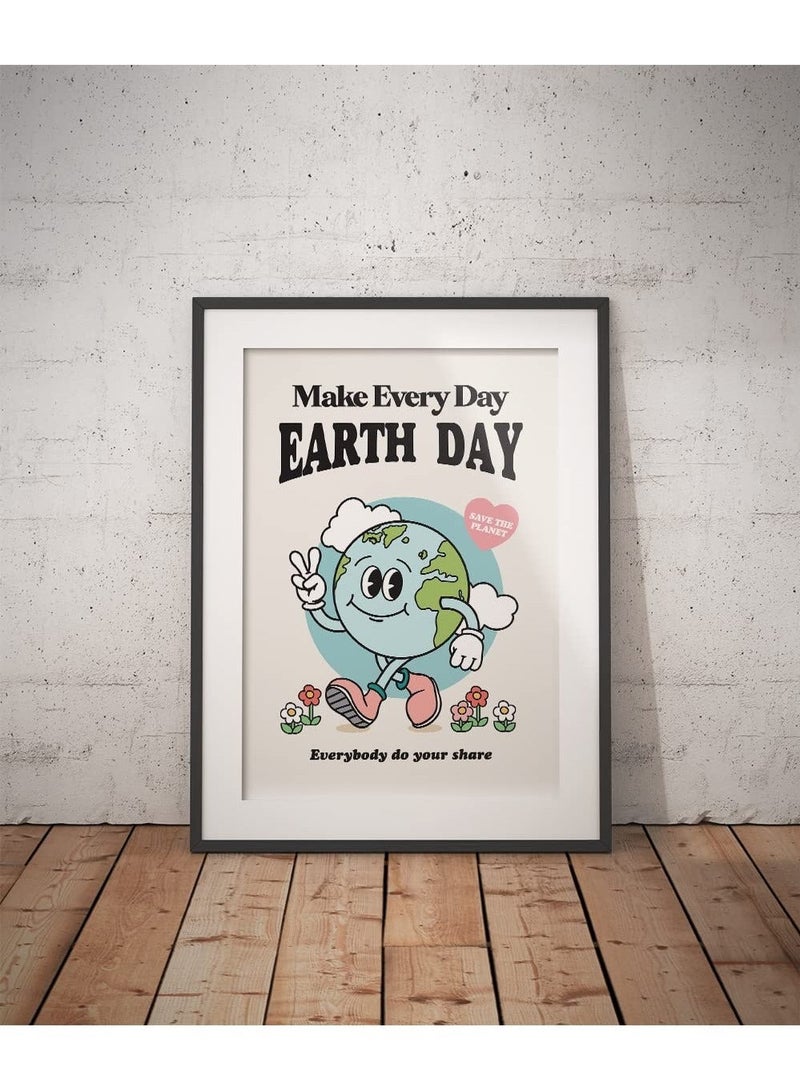 Captaintech Retro Poster Wall Art Print, Make Everyday Earth Day Retro Poster, Positive Quote Wall Art, 60s 70s Aesthetic Colorful Wall Decor, Room Decor, Retro Aesthetic Decor - Image 5