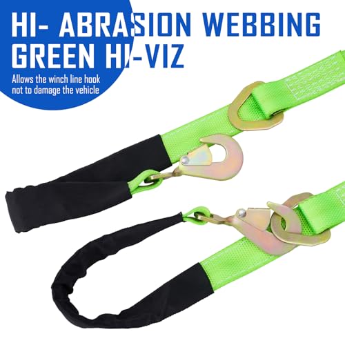Racewill V-Bridle Strap 2" x 4' w/Snap Hooks/Cordura Sleeve and Axle Strap, D Ring Middle, 4700 lbs Capacity Heavy-Duty Tow Straps for UTV ATV Truck Car Tractor SUV - Image 3