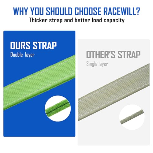 Racewill V-Bridle Strap 2" x 4' w/Snap Hooks/Cordura Sleeve and Axle Strap, D Ring Middle, 4700 lbs Capacity Heavy-Duty Tow Straps for UTV ATV Truck Car Tractor SUV - Image 2