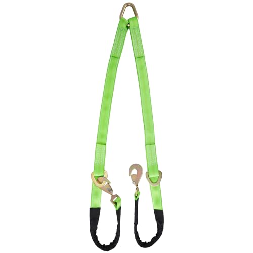 Racewill V-Bridle Strap 2" x 4' w/Snap Hooks/Cordura Sleeve and Axle Strap, D Ring Middle, 4700 lbs Capacity Heavy-Duty Tow Straps for UTV ATV Truck Car Tractor SUV - Image 1