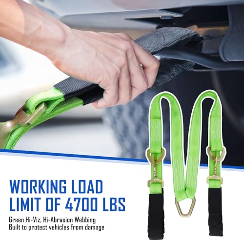 Racewill V-Bridle Strap 2" x 4' w/Snap Hooks/Cordura Sleeve and Axle Strap, D Ring Middle, 4700 lbs Capacity Heavy-Duty Tow Straps for UTV ATV Truck Car Tractor SUV - Image 4