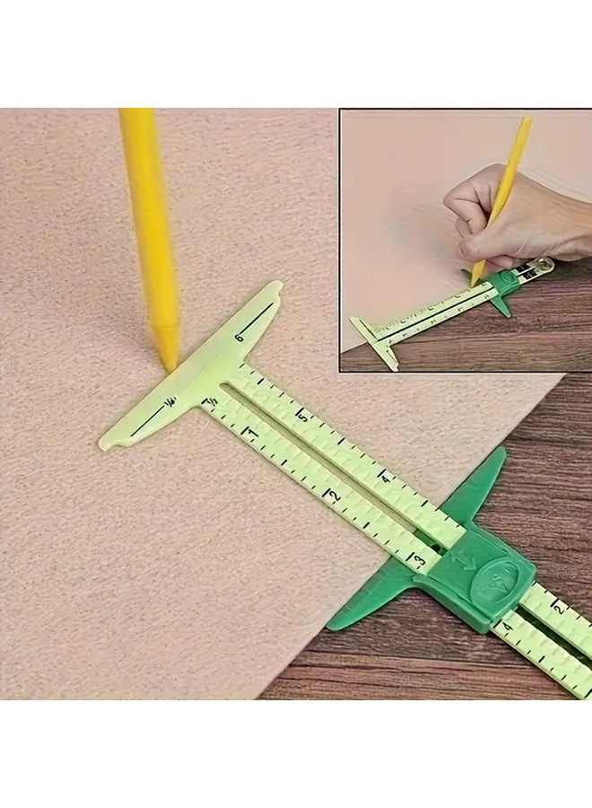 1pc 5 in 1 Multi Functional Sliding Gauge Heavy Duty Plastic Ruler for Sewing Crafting - Image 3
