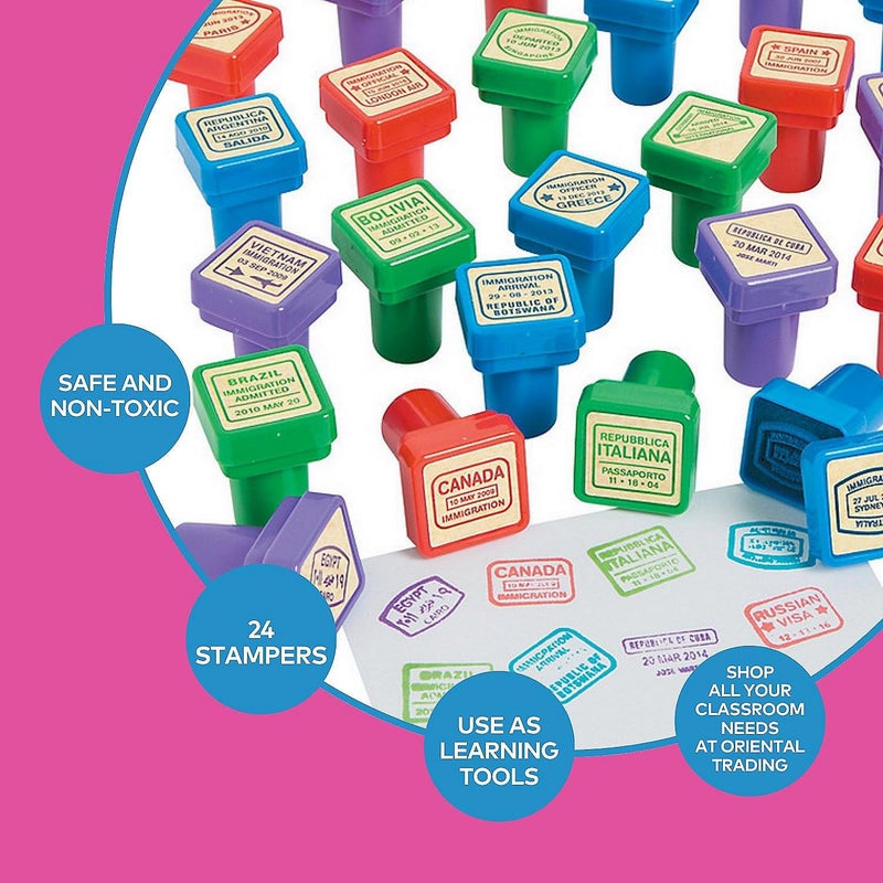 Fun Express Passport Stampers - 24 Pieces - Educational and Learning Activities for Kids - Image 4