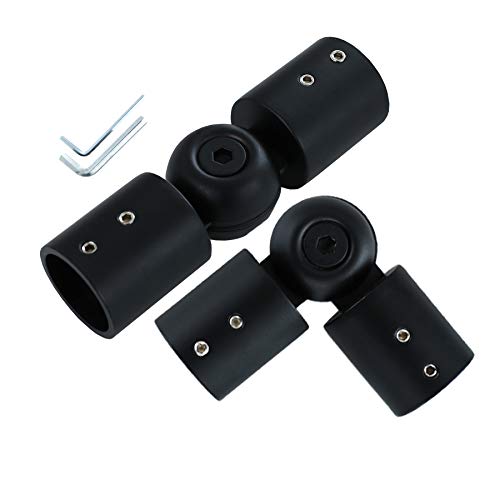 Elifel Window Corner Curtain Rod Connector Set of 2, Adjustable Curtains Rods Connector for Bay Windows Blinds with 1 inch Black Color Metal - Image 1