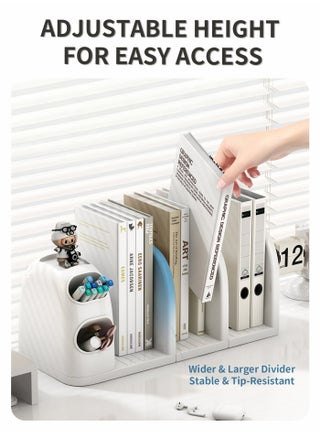 Adjustable Desk Organizer with File Holder, 2-in-1 Desktop Storage Rack for Books, Files & Stationery, Multi-Section Office Organizer for Home & Office - view 3