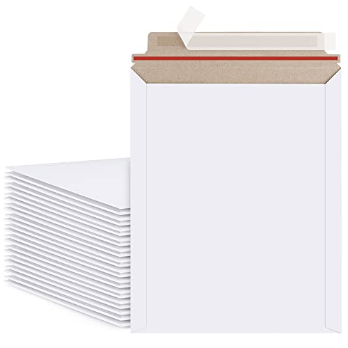 Poever Photo Document Mailers 9.25x11.75 White Cardboard Envelopes 25 Pack Rigid Self Seal Mailing Envelopes, Stay Flat Shipping Envelopes for Documents - Image 1
