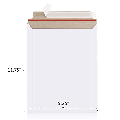Poever Photo Document Mailers 9.25x11.75 White Cardboard Envelopes 25 Pack Rigid Self Seal Mailing Envelopes, Stay Flat Shipping Envelopes for Documents - Image 2