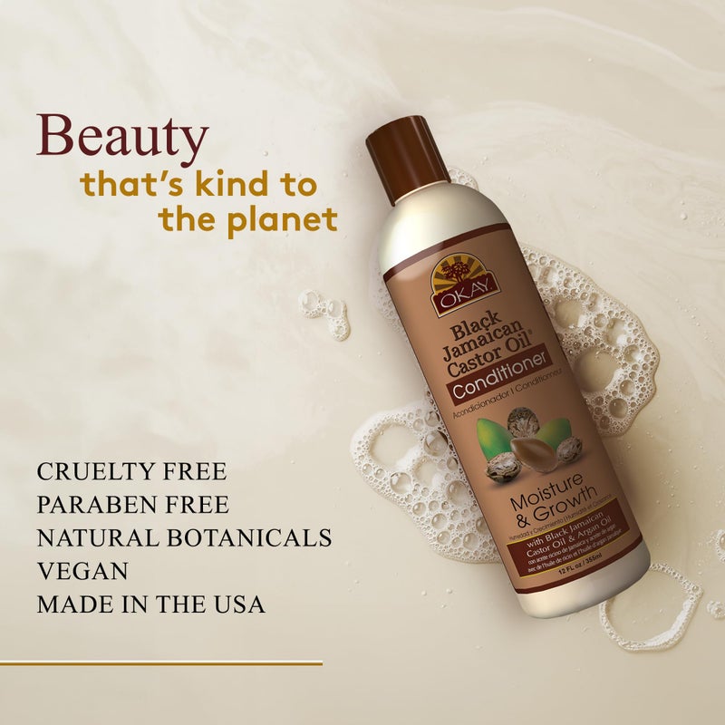 OKAY Black Jamaican Castor Oil Conditioner - Jamaican Black Castor Oil Conditioner for Women and Men with Argan and Shea Butter for Damaged Hair, Promotes Thicker, Fuller Hair - 12 fl oz (1 Pack) - Image 3