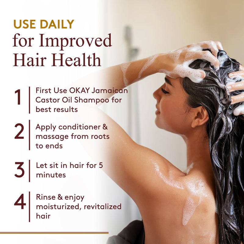 OKAY Black Jamaican Castor Oil Conditioner - Jamaican Black Castor Oil Conditioner for Women and Men with Argan and Shea Butter for Damaged Hair, Promotes Thicker, Fuller Hair - 12 fl oz (1 Pack) - Image 5