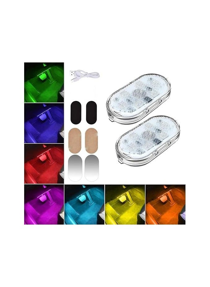 2pcs LED Car Interior Lights RGB LED Touch Light 7 Colors Adjustable and Rechargeable USB Touch Light, Suitable for Car Interiors, Car Trunks and Bedrooms - Image 2