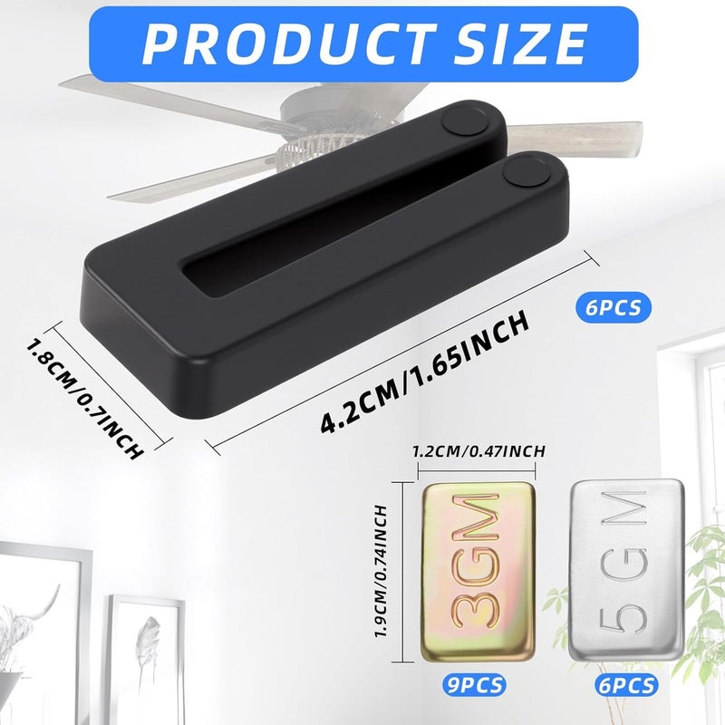 LUSTRIB 21PCS Fan Weights Balance Kit, Ceiling Fan Weight Balance Kit, Fan Blade Balancing Kit Include 3 Pcs 3 Balance Tabs,1 Balance Clip,3 Pcs 2 Balance Blocks,1 Clip Ceiling Fan Weight Balancing - Image 2