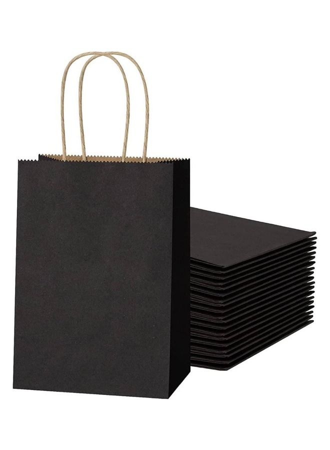 Droplyte 10 Pieces Kraft Paper Bag Black Twisted Handle 15x12x6 cm - Image 2