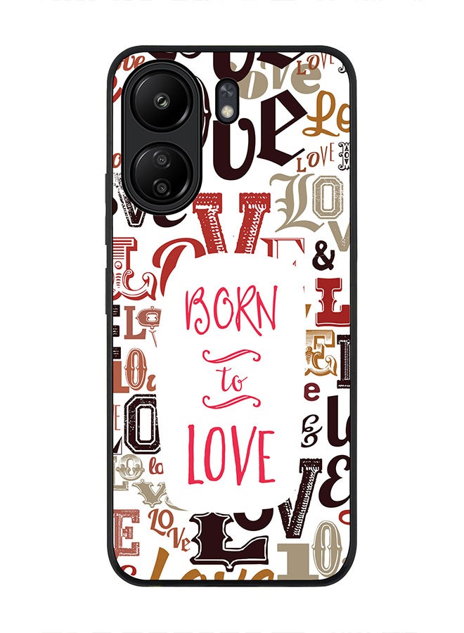 Stylizedd Rugged Black Edge Case for Xiaomi Redmi 13C 4G, Slim fit Soft Case Flexible Rubber Edges Anti Drop TPU Gel Thin Cover - Born To Love - Image 1