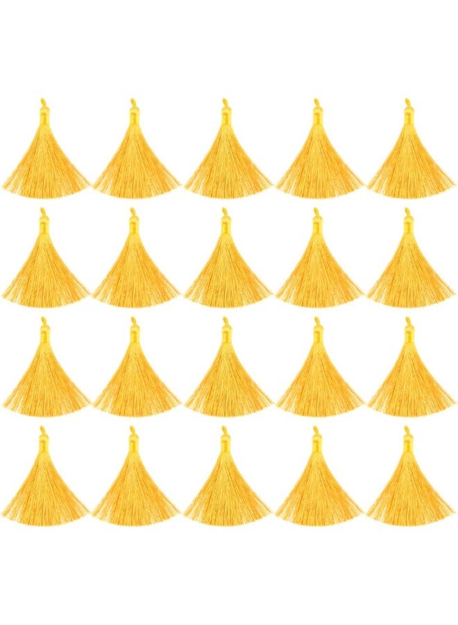 klarako 20pcs Mini Long Tassel Charms Silky Tiny Pendant Tassels DIY Craft Jewelry Making Accessories for Earrings Keychain (Yellow)  - Image 1