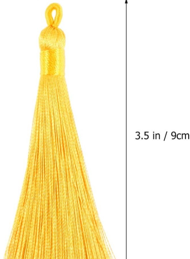klarako 20pcs Mini Long Tassel Charms Silky Tiny Pendant Tassels DIY Craft Jewelry Making Accessories for Earrings Keychain (Yellow)  - Image 2
