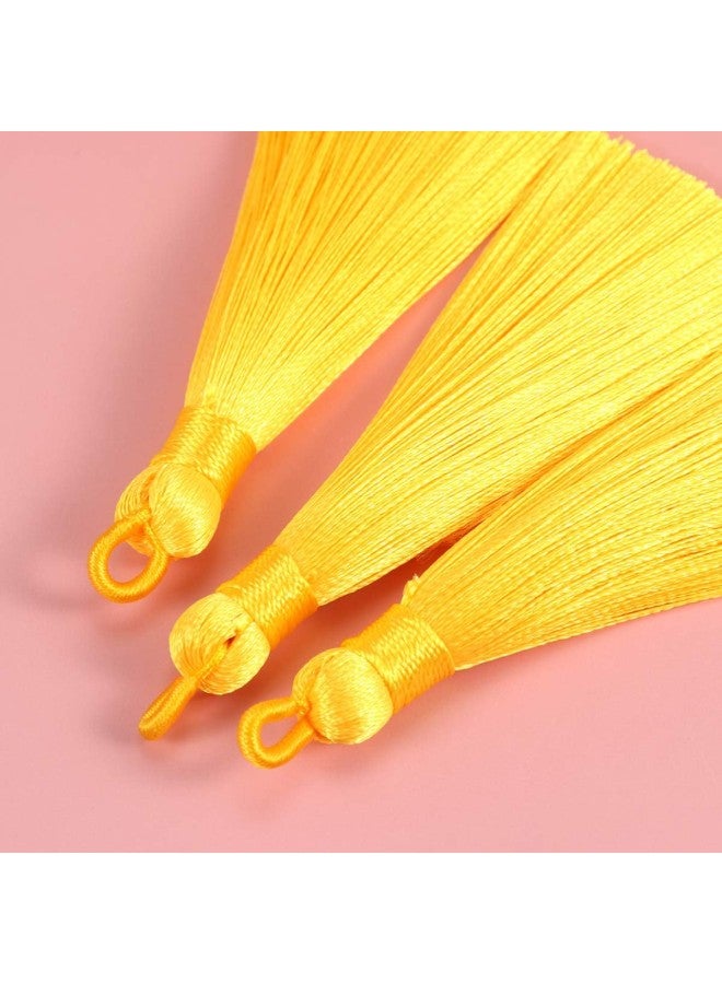 klarako 20pcs Mini Long Tassel Charms Silky Tiny Pendant Tassels DIY Craft Jewelry Making Accessories for Earrings Keychain (Yellow)  - Image 3