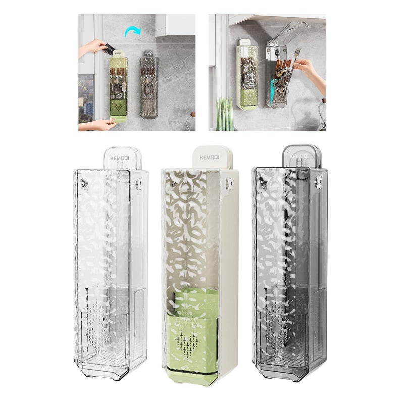 Cream Kitchen Sponge Holder with Strong Suction Cups Organizer for Spoons Forks Chopsticks - Image 2