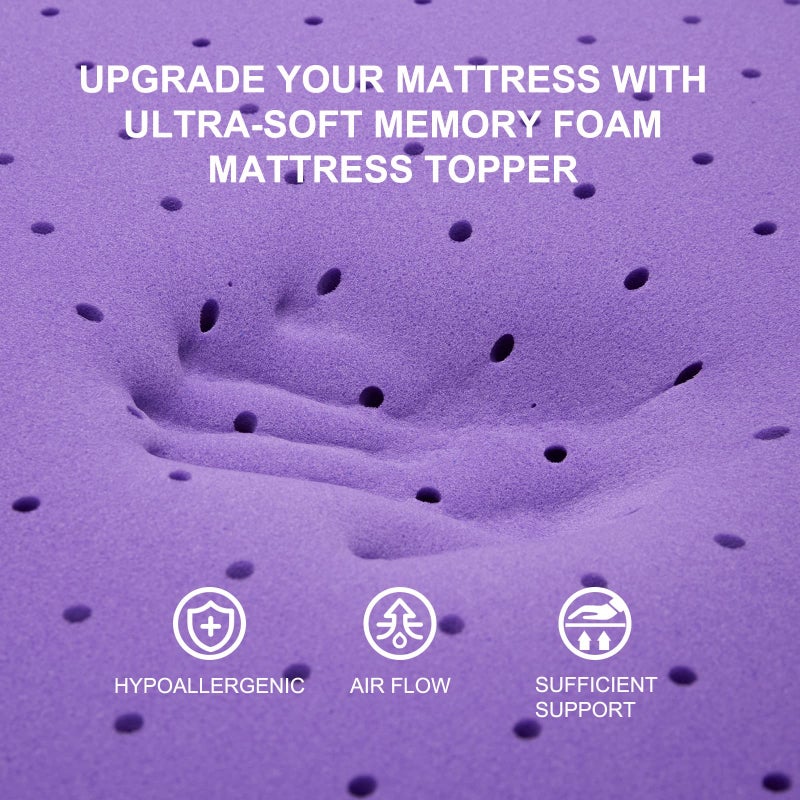 SINWEEK 3 Inch Gel Memory Foam Mattress Topper Ventilated Soft Pressure Relieve Mattress Pad, Breathable Bed Topper, CertiPUR-US Certified, Full Size - Image 2