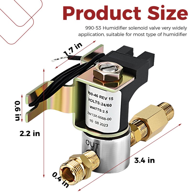 Romalon 990-53 Universal Humidifier Solenoid Vavle Assembly Replacement Fit for GeneralAire Humidifier,24 Volts Replaces 1042 1042LH 1137 1042L by Romalon - Image 2