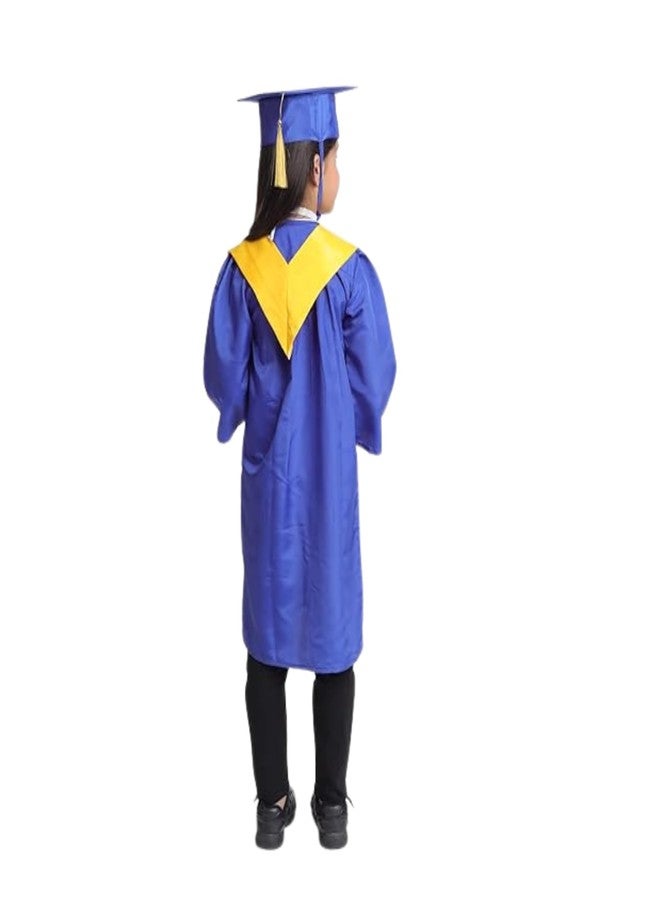 Desi Andaaz Kids Convocation Dress Graduation Gown and Cap Set | Breathable Polyester | Ideal for School, Nursery & Kindergarten Graduation(Blue With Yellow Sash)(3-4 Y) - Image 3