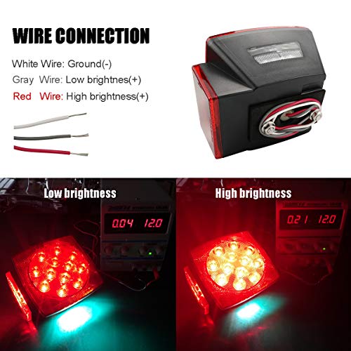 iBrightstar IP68 Waterproof Square Trailer Lights kit, Red Brake Stop Tail Running License LED Light Lamp for 12V Camper Truck RV Boat Snowmobile Marine Under 80", DOT Compliant - Image 3