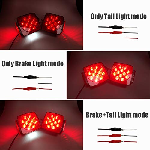 iBrightstar IP68 Waterproof Square Trailer Lights kit, Red Brake Stop Tail Running License LED Light Lamp for 12V Camper Truck RV Boat Snowmobile Marine Under 80", DOT Compliant - Image 5