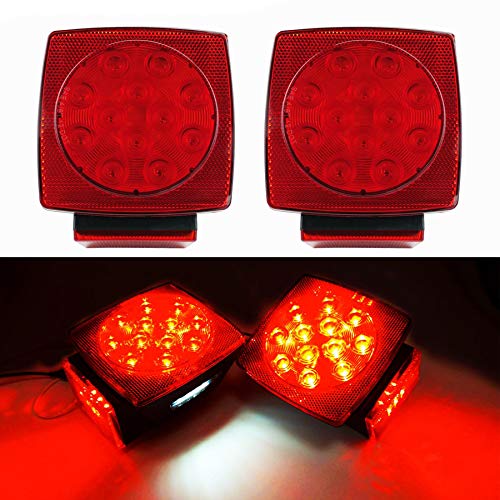 iBrightstar IP68 Waterproof Square Trailer Lights kit, Red Brake Stop Tail Running License LED Light Lamp for 12V Camper Truck RV Boat Snowmobile Marine Under 80", DOT Compliant - Image 1