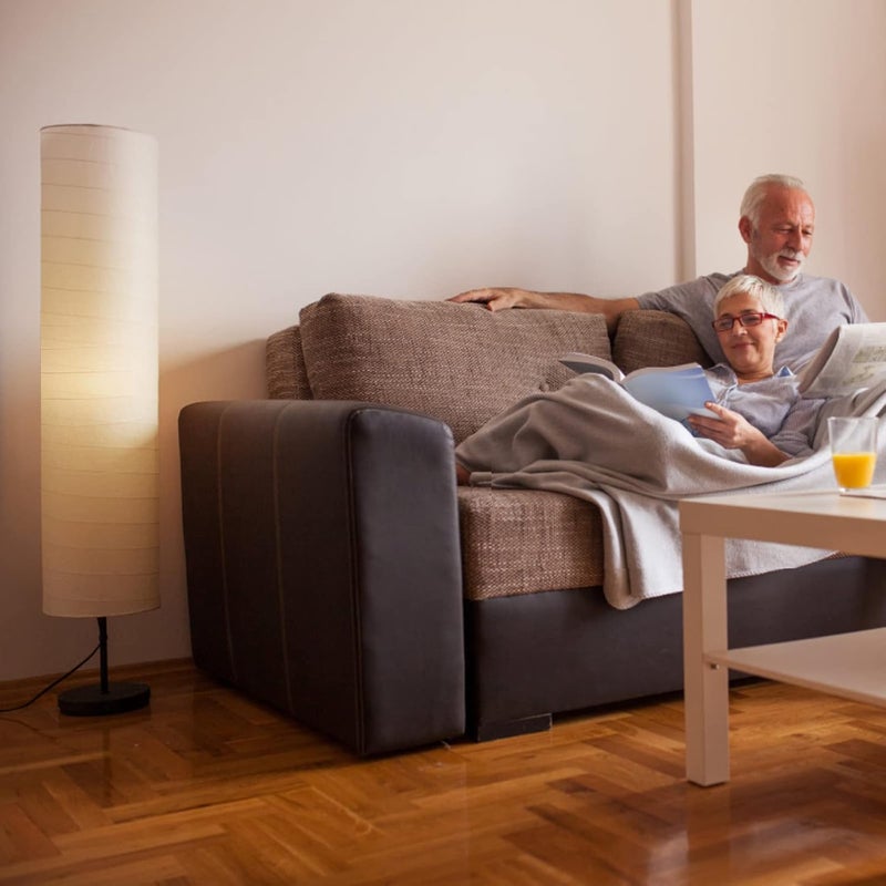 كليك آند بيك مصباح أرضي حديث Home Stylo مع غطاء من القماش – ارتفاع 116 سم لمصباح قائم لغرفة المعيشة، غرفة النوم، المكتب، الدراسة، الاستخدام الخارجي – غطاء بيج، تصميم بسيط - تحكم عن بعد وتطبيق - مصباح - Image 2